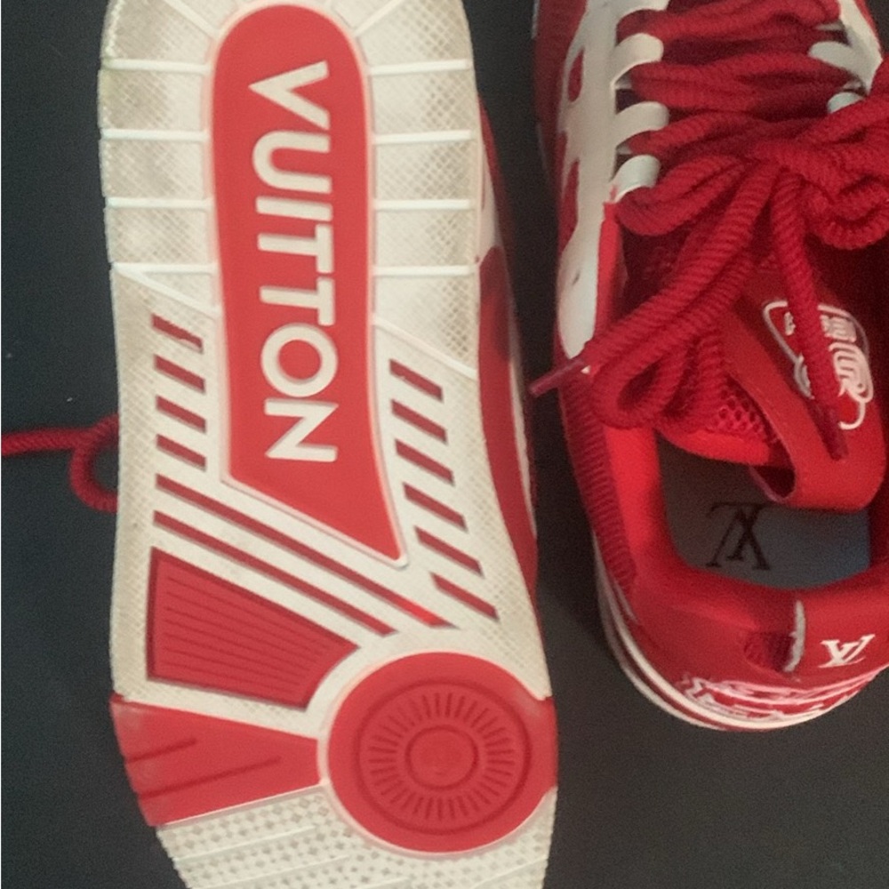 Louis Vuitton Vibrant Red and White Athletic Shoes